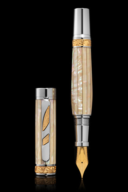 Expensive Pen | Pitchman Rainmaker LUXE White MOP Fountain Pen